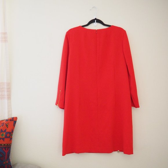 NWT J. Crew Electric Red Double Zip Shift Dress sz 16 - Picture 7 of 10